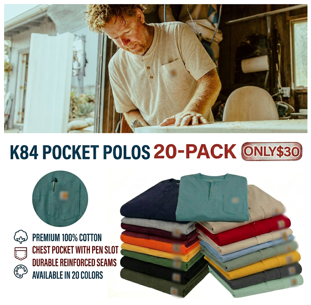🕒Today Only – Last Day Deal ! CHT Men's K84 Heavyweight Work Polo with pocket