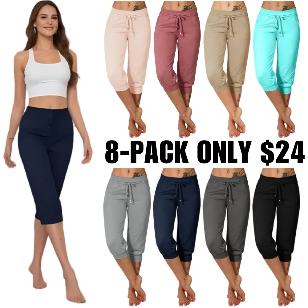 ⚡️Factory wholesale promotion⚡️ Women's Solid-Color Drawstring Waist Cropped Pants