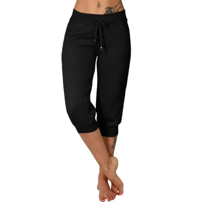 ⚡️Factory wholesale promotion⚡️ Women's Solid-Color Drawstring Waist Cropped Pants