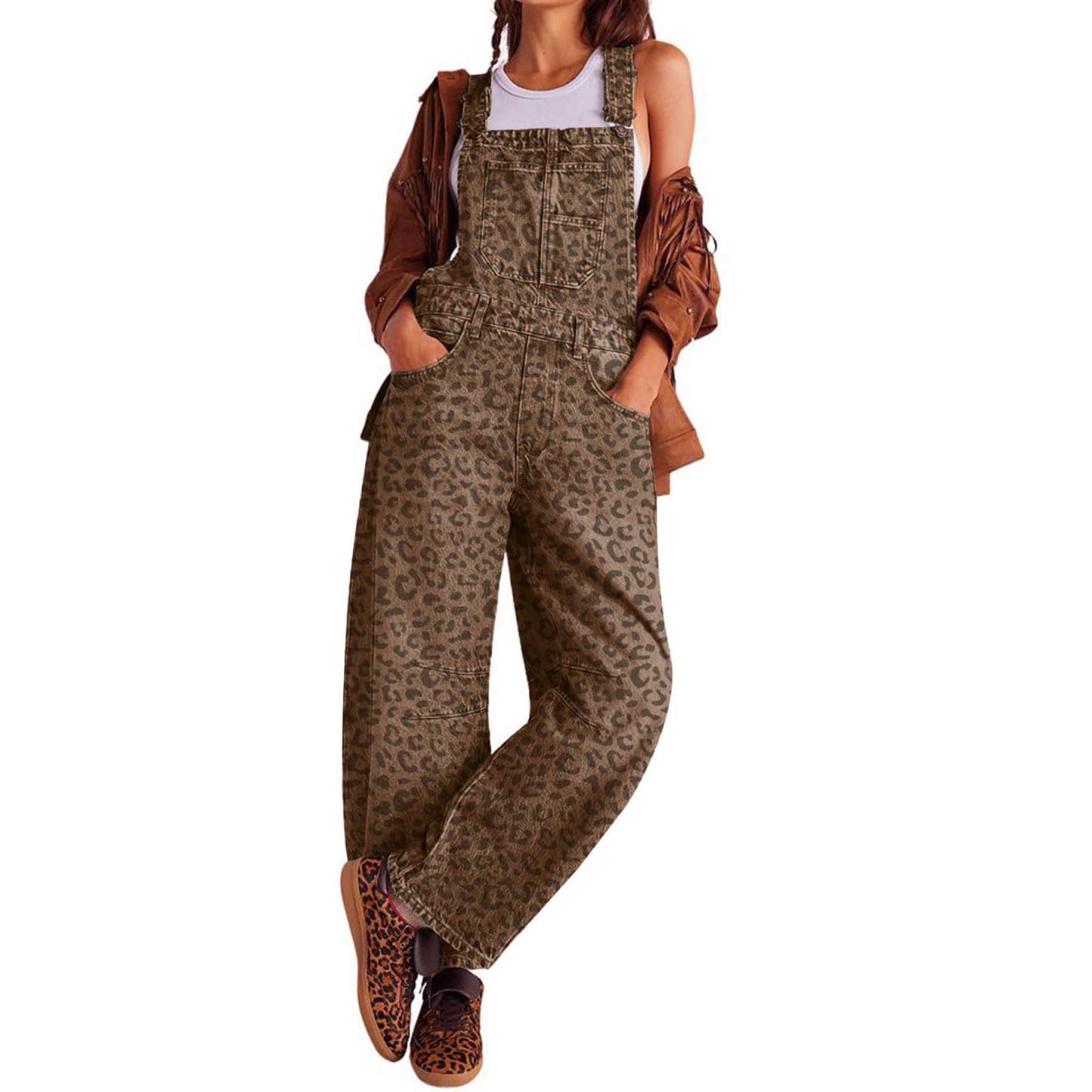 Women's Wide-Leg Denim Overall Vintage Barrel Jumpsuit