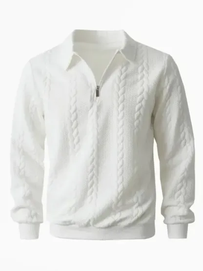 Men's Fall Winter Outfits Knitted Polo Neck Long Sleeve Sweatshirt for Daliy Wear