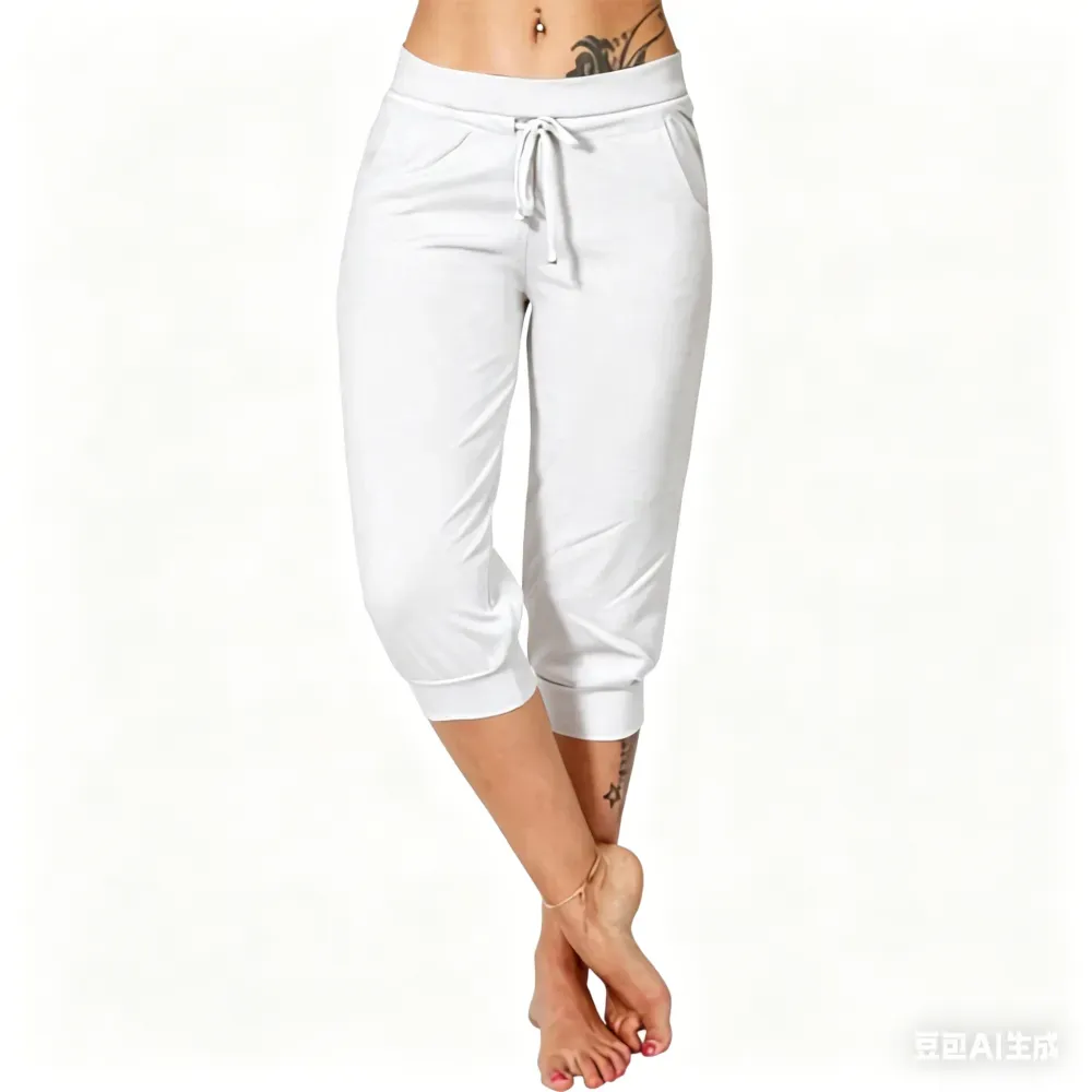 ⚡️Factory wholesale promotion⚡️ Women's Solid-Color Drawstring Waist Cropped Pants