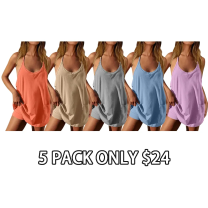 Women's Sleeveless Athletic Dress with Built-In Shorts