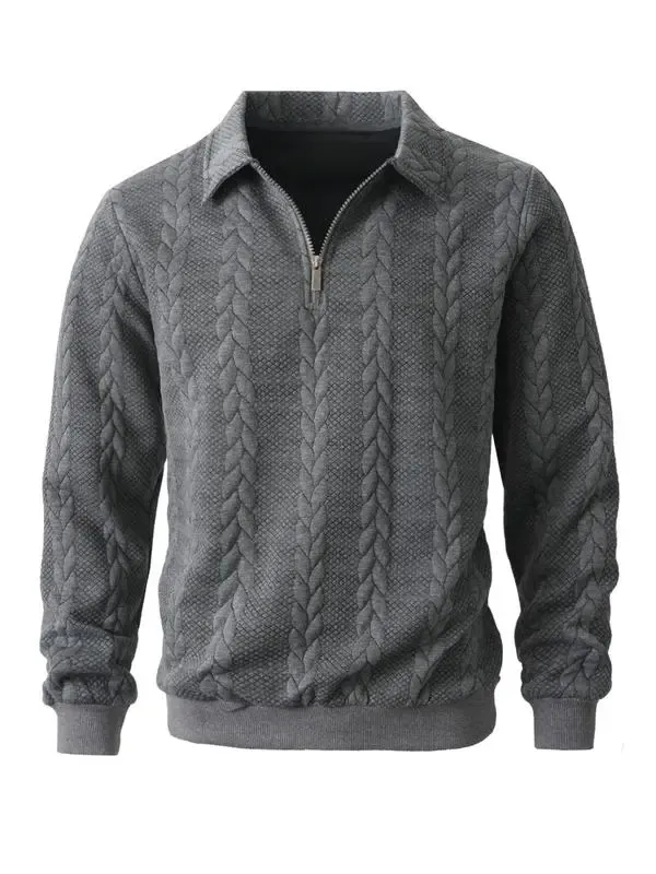 Men's Fall Winter Outfits Knitted Polo Neck Long Sleeve Sweatshirt for Daliy Wear
