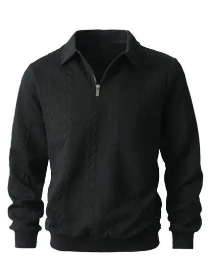 Men's Fall Winter Outfits Knitted Polo Neck Long Sleeve Sweatshirt for Daliy Wear