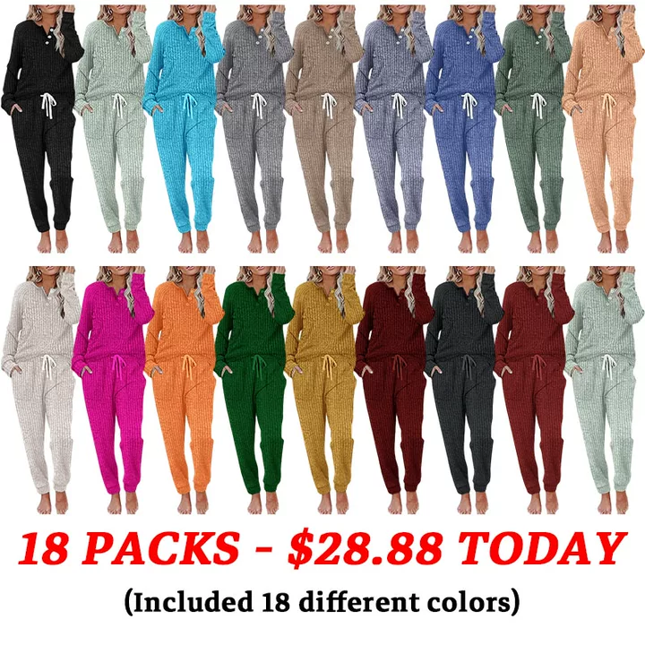 🔥8-pack only $23.88🔥Two Piece Outfits for Women Lounge Sets Button Down