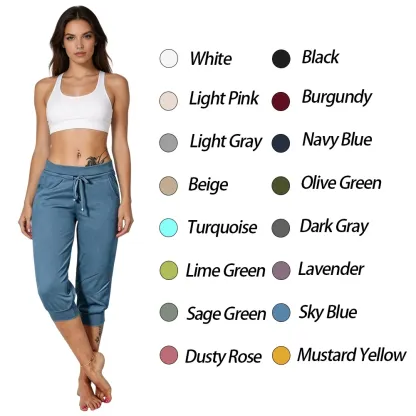 ⚡️Factory wholesale promotion⚡️ Women's Solid-Color Drawstring Waist Cropped Pants