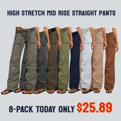 Women's High Stretch Mid Rise Straight Pants