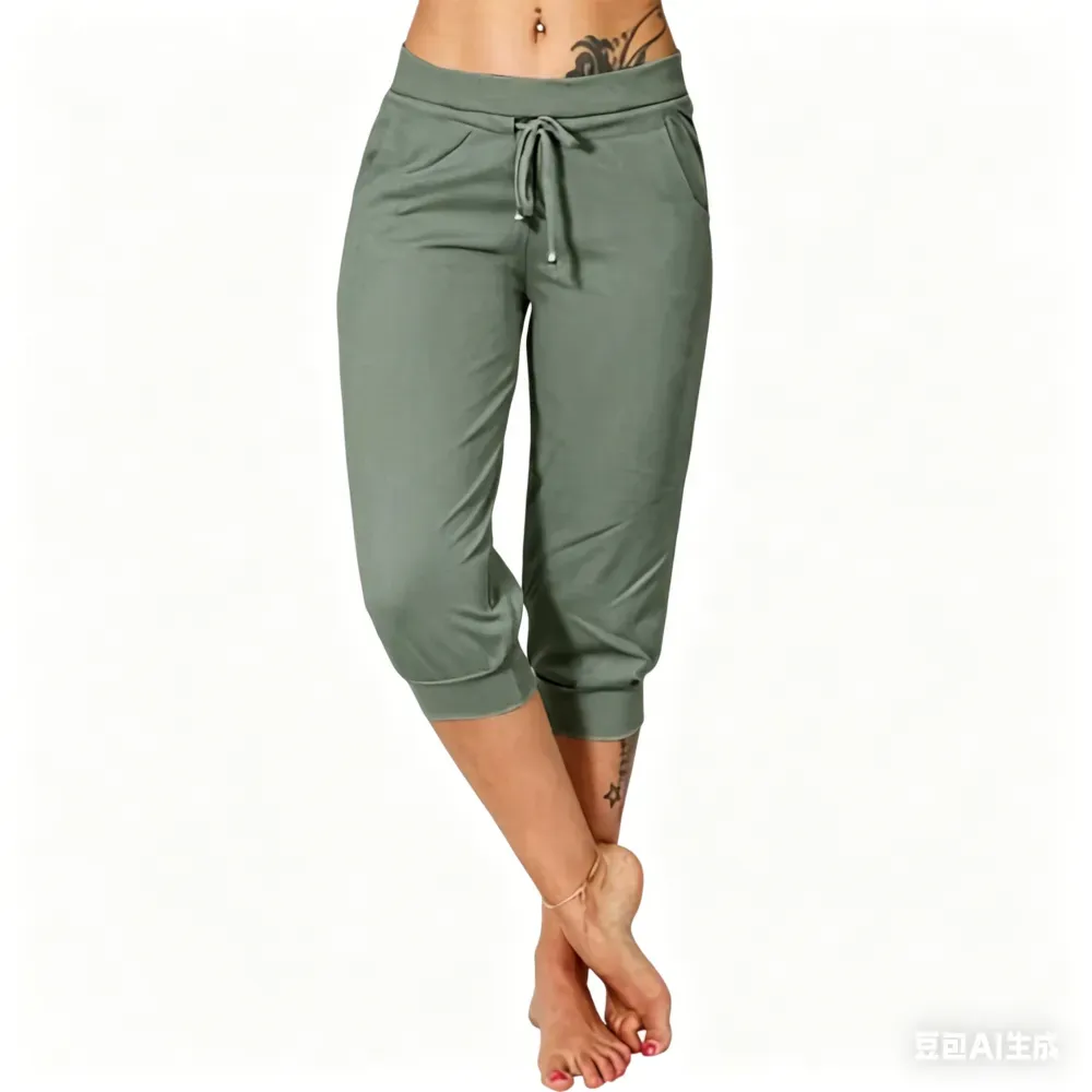 ⚡️Factory wholesale promotion⚡️ Women's Solid-Color Drawstring Waist Cropped Pants