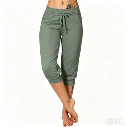 ⚡️Factory wholesale promotion⚡️ Women's Solid-Color Drawstring Waist Cropped Pants
