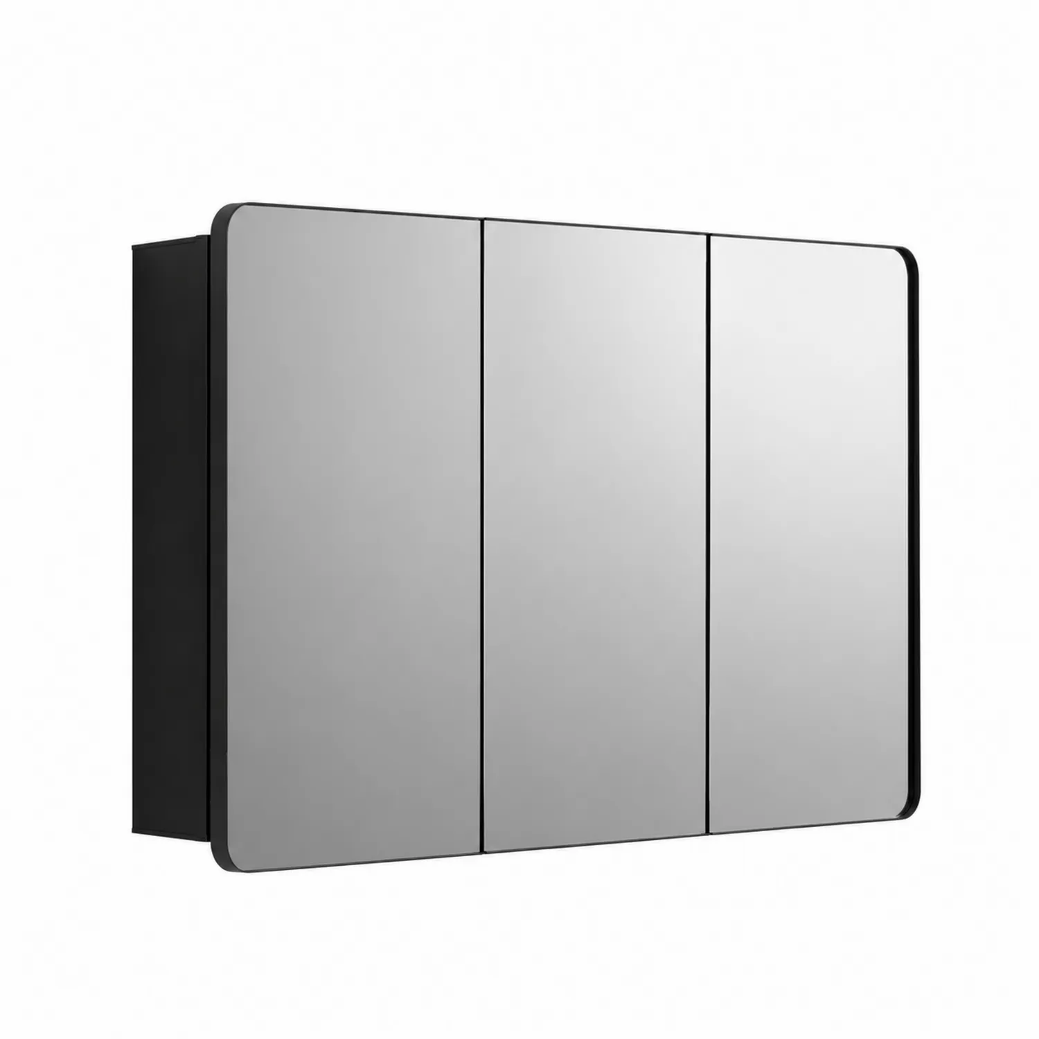 Armadio Specchiera da Bagno in MDF Nero con Specchio Temperato