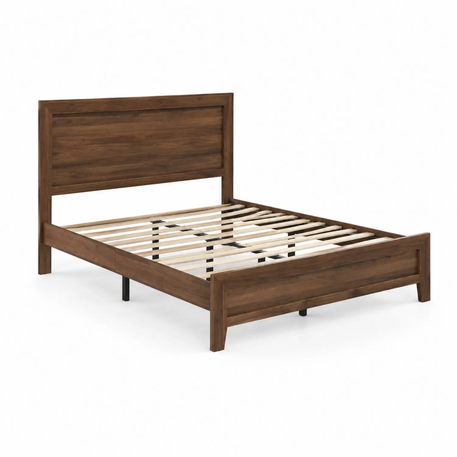 Letto in legno massello marrone con doghe