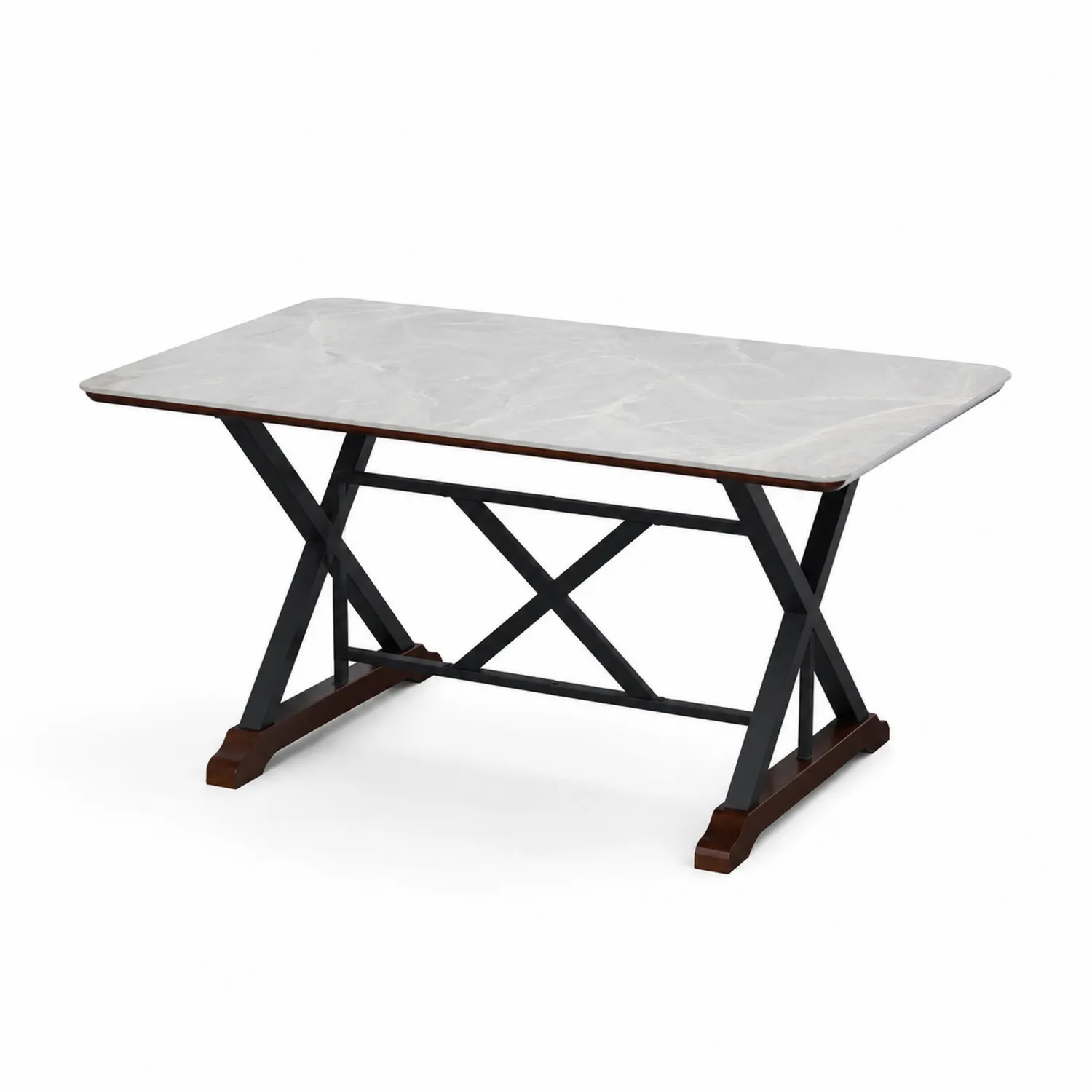 Tavolo rettangolare in marmo e acciaio bianco 140x80x75 cm