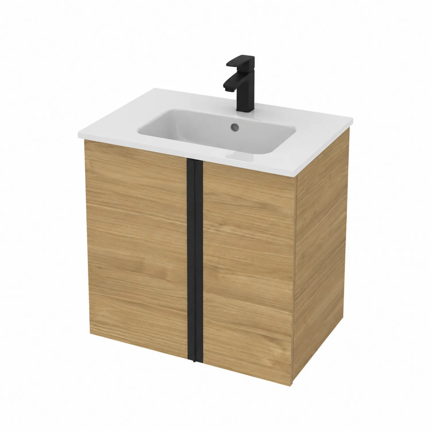 Mobile da bagno in legno con lavabo in ceramica