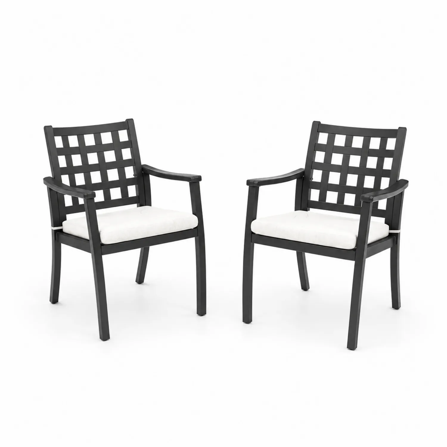 Set di 2 sedie da giardino in metallo con cuscini