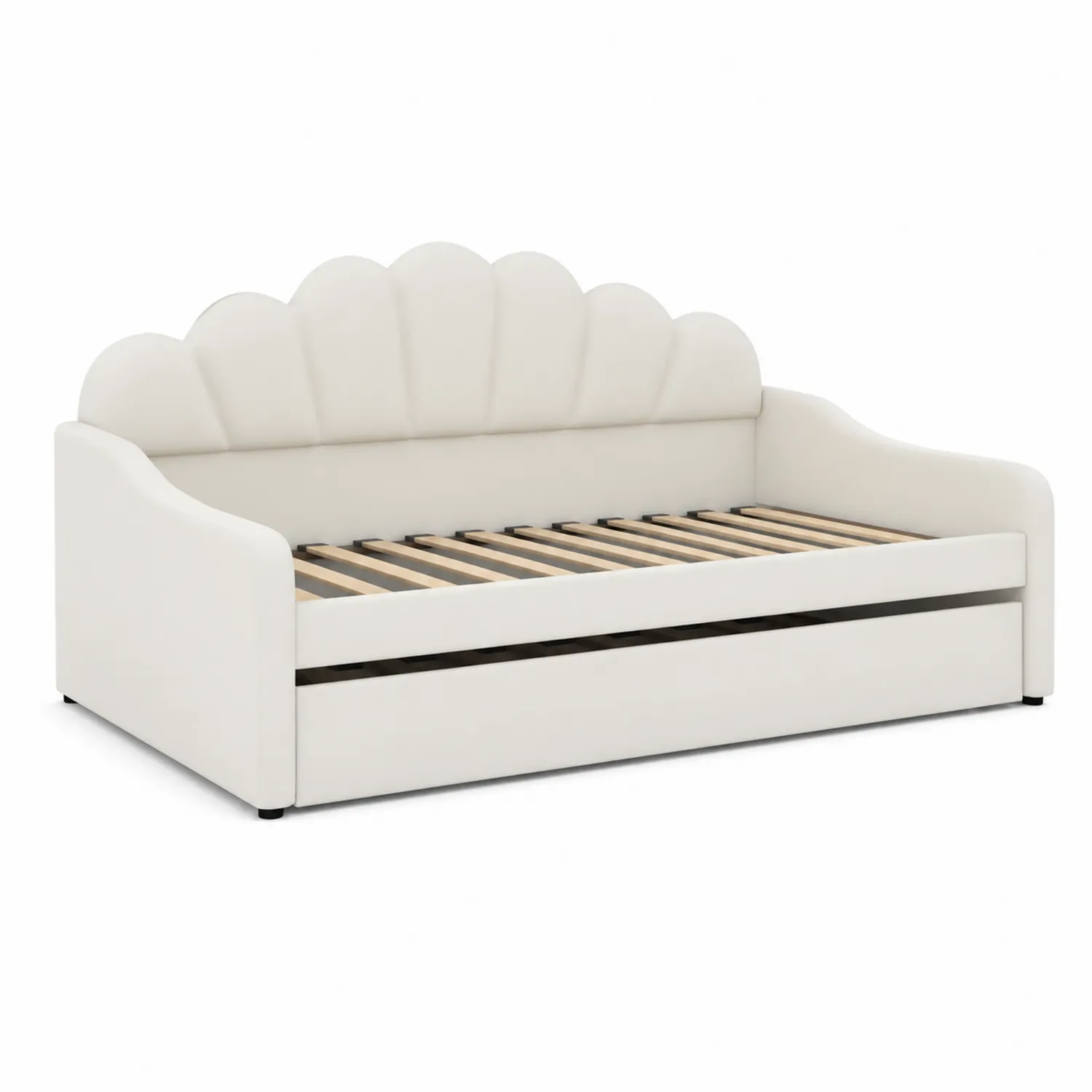 Letto singolo in similpelle bianca con testiera sagomata