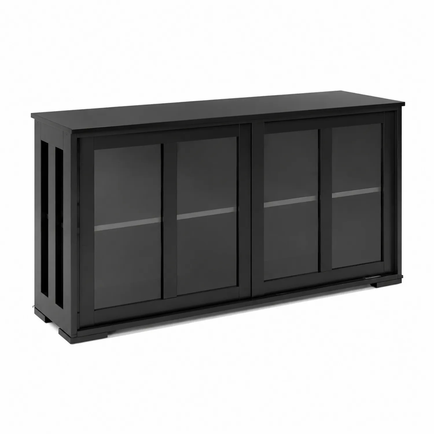 Credenza Nera in MDF e Vetro
