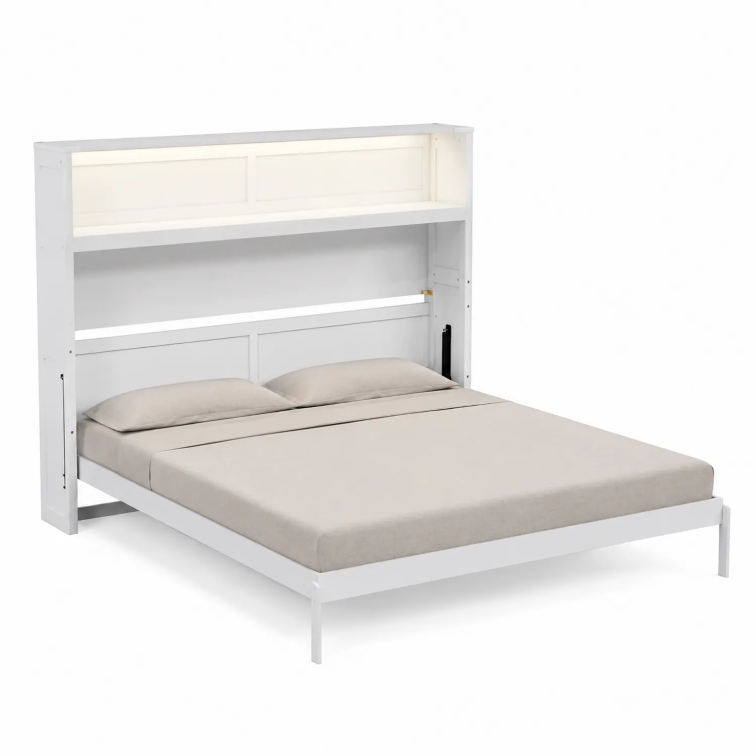 Letto a Scomparsa con Libreria Bianca 200x160 cm