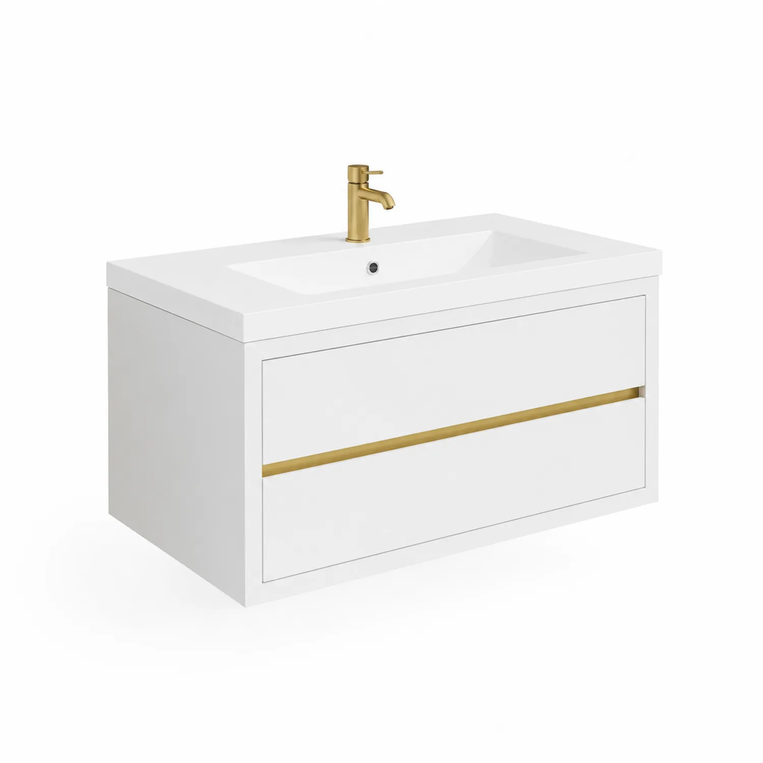 Mobile lavabo singolo in MDF Bianco con lavabo in ceramica