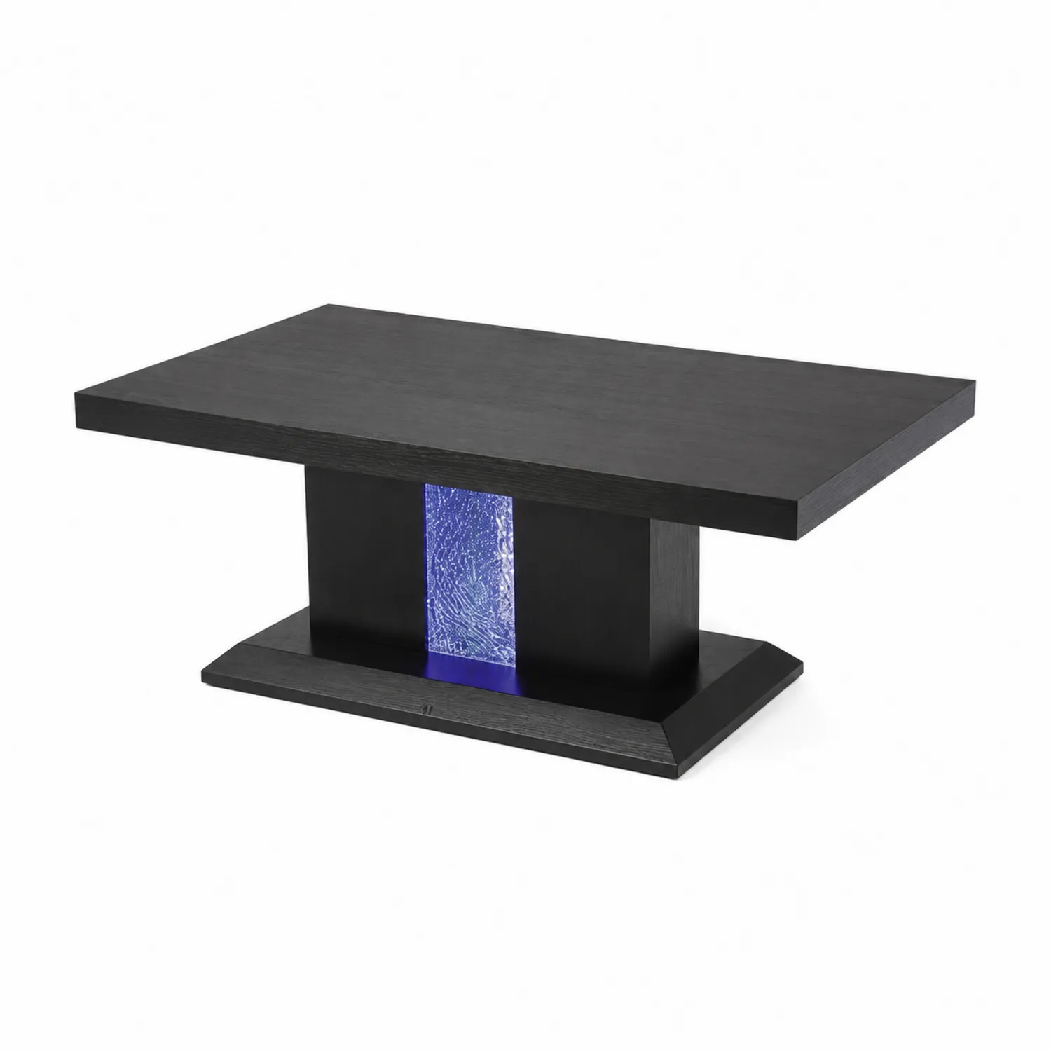 Tavolo da caffè nero con LED e superficie in legno MDF 110x60x45 cm