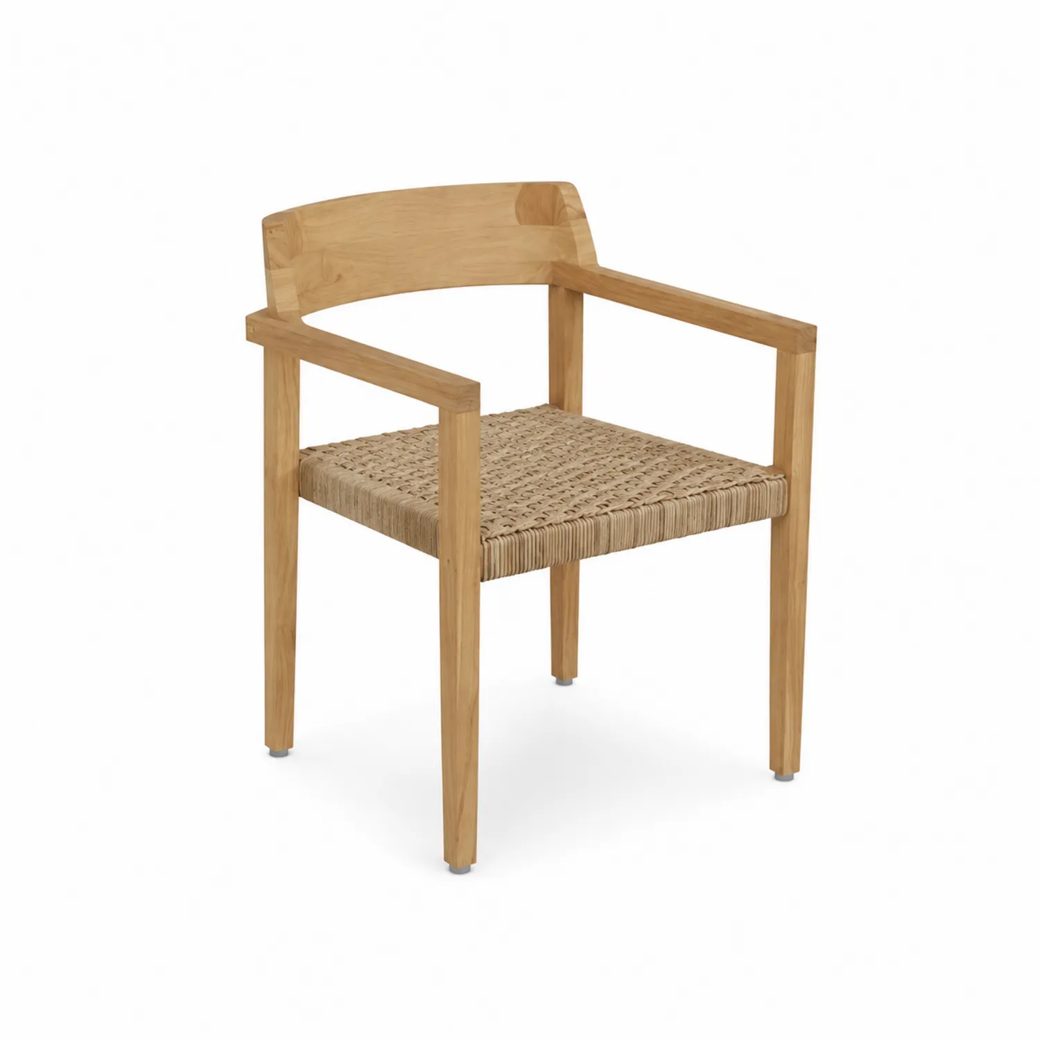Sedia in legno massello di teak con seduta intrecciata