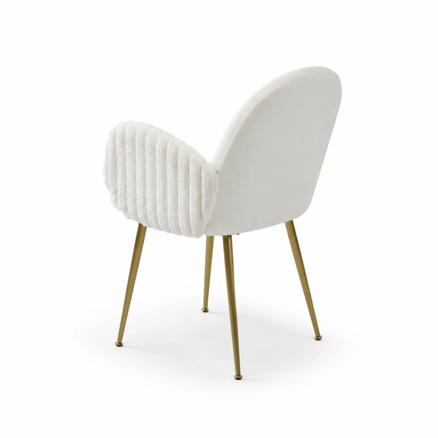 Sedia in Tessuto Bianco con Gambe in Metallo