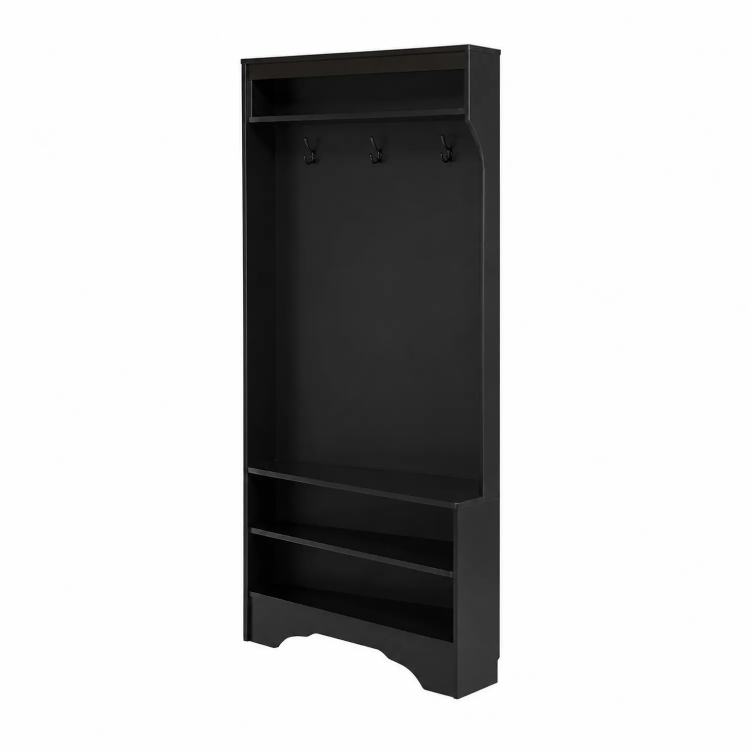 Appendiabiti in Legno Composito Nero con Ganci e Ripiani 180x80x35 cm