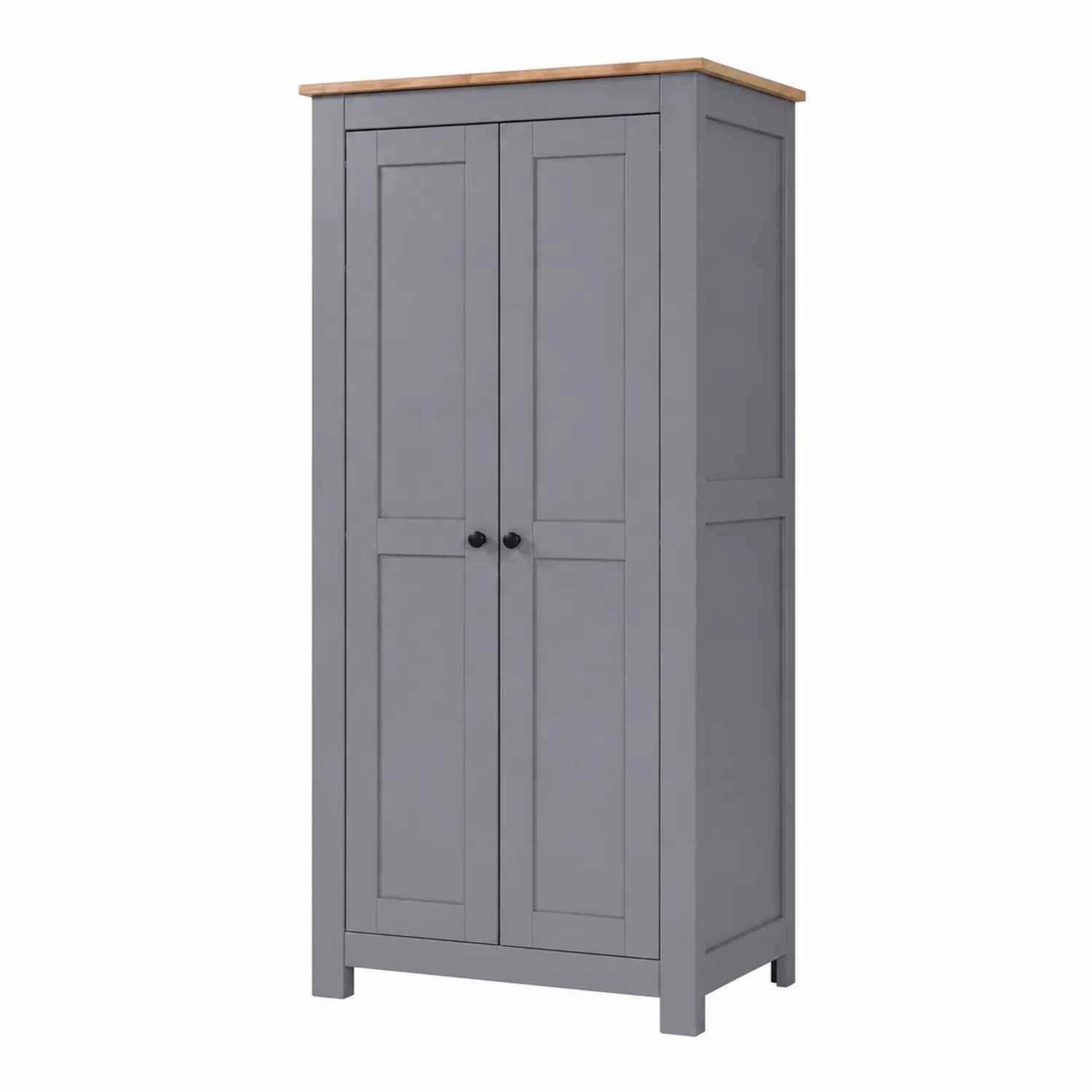 Armadio guardaroba a due ante in legno e MDF grigio