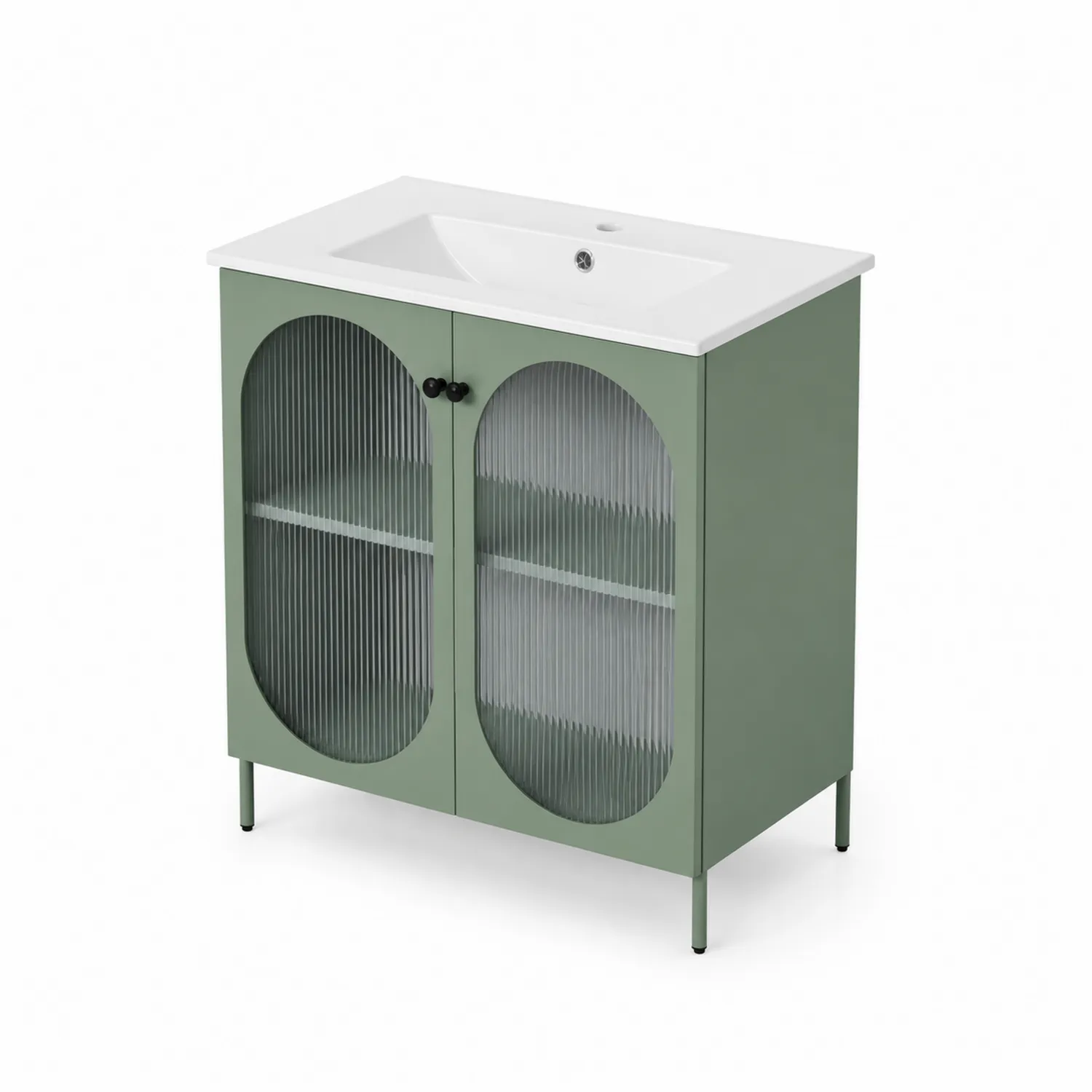 Mobile lavabo con ante in vetro temperato zigrinato