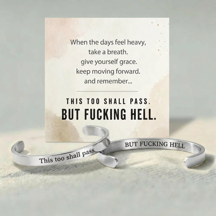 This Too Shall Pass Mantra Cuff Bracelet