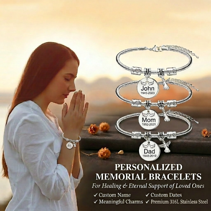 Always In My Heart, Personalized Angel Memorial Bracelet