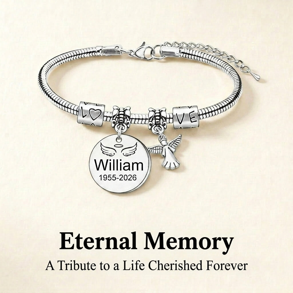 Always In My Heart, Personalized Angel Memorial Bracelet