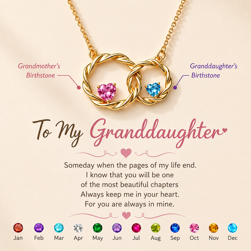 For My Granddaughter- I Always With You Custom Double Birthstones Necklace