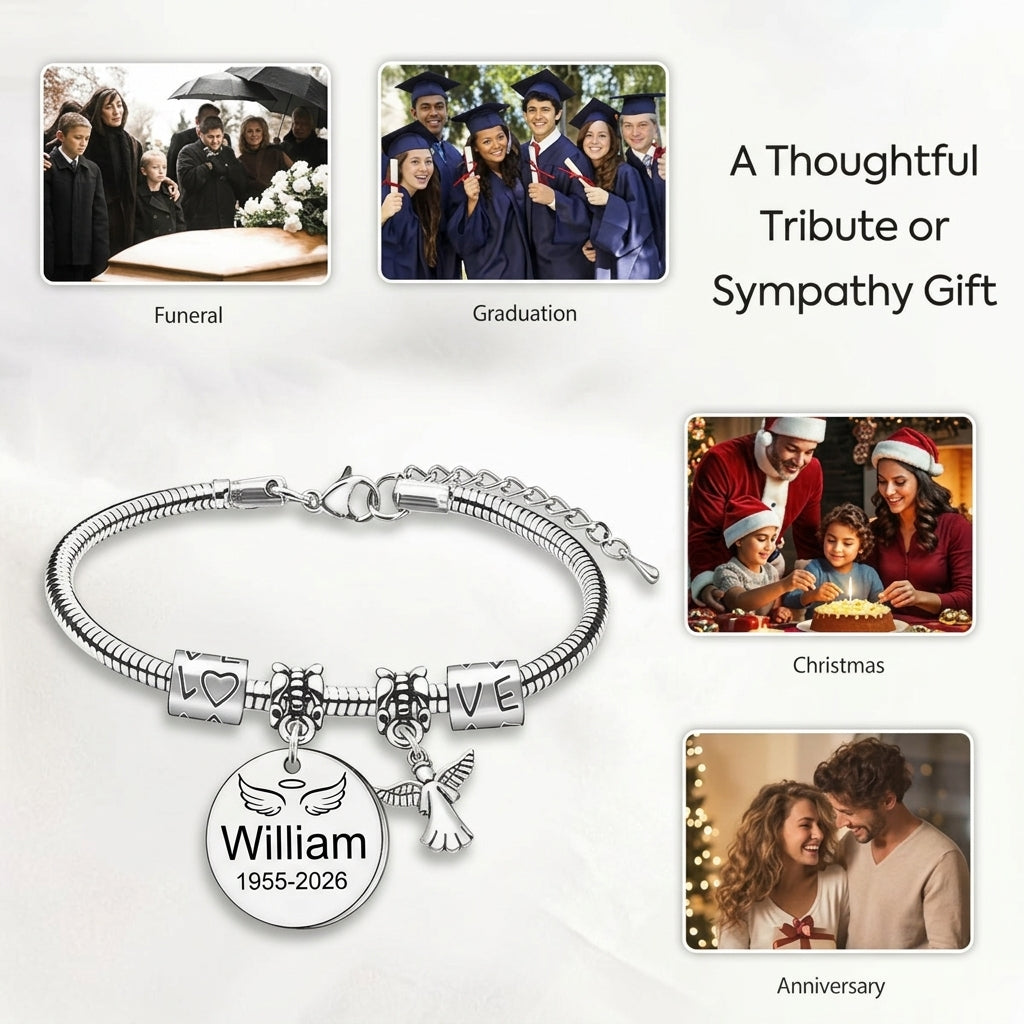 Always In My Heart, Personalized Angel Memorial Bracelet