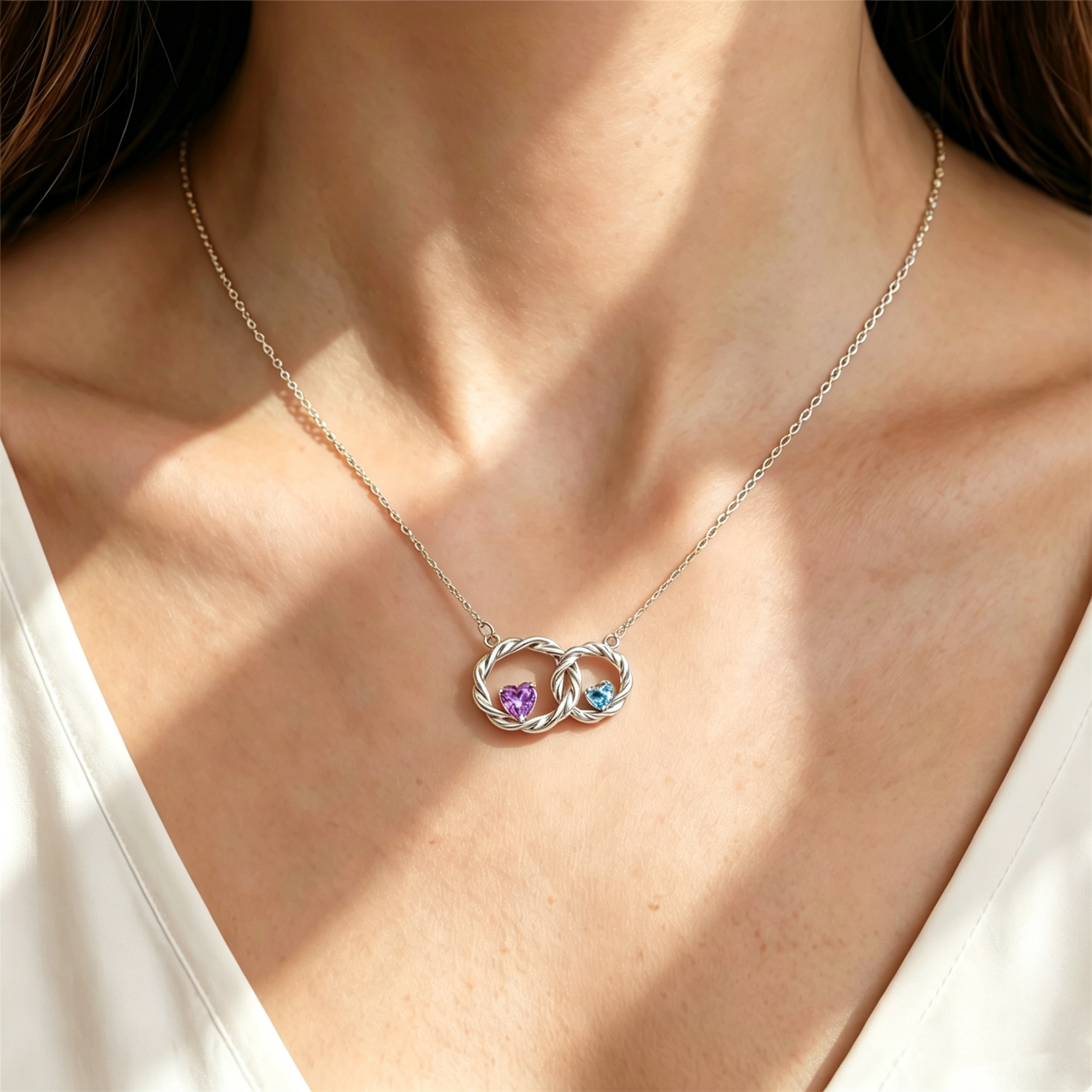 For My Granddaughter- I Always With You Custom Double Birthstones Necklace