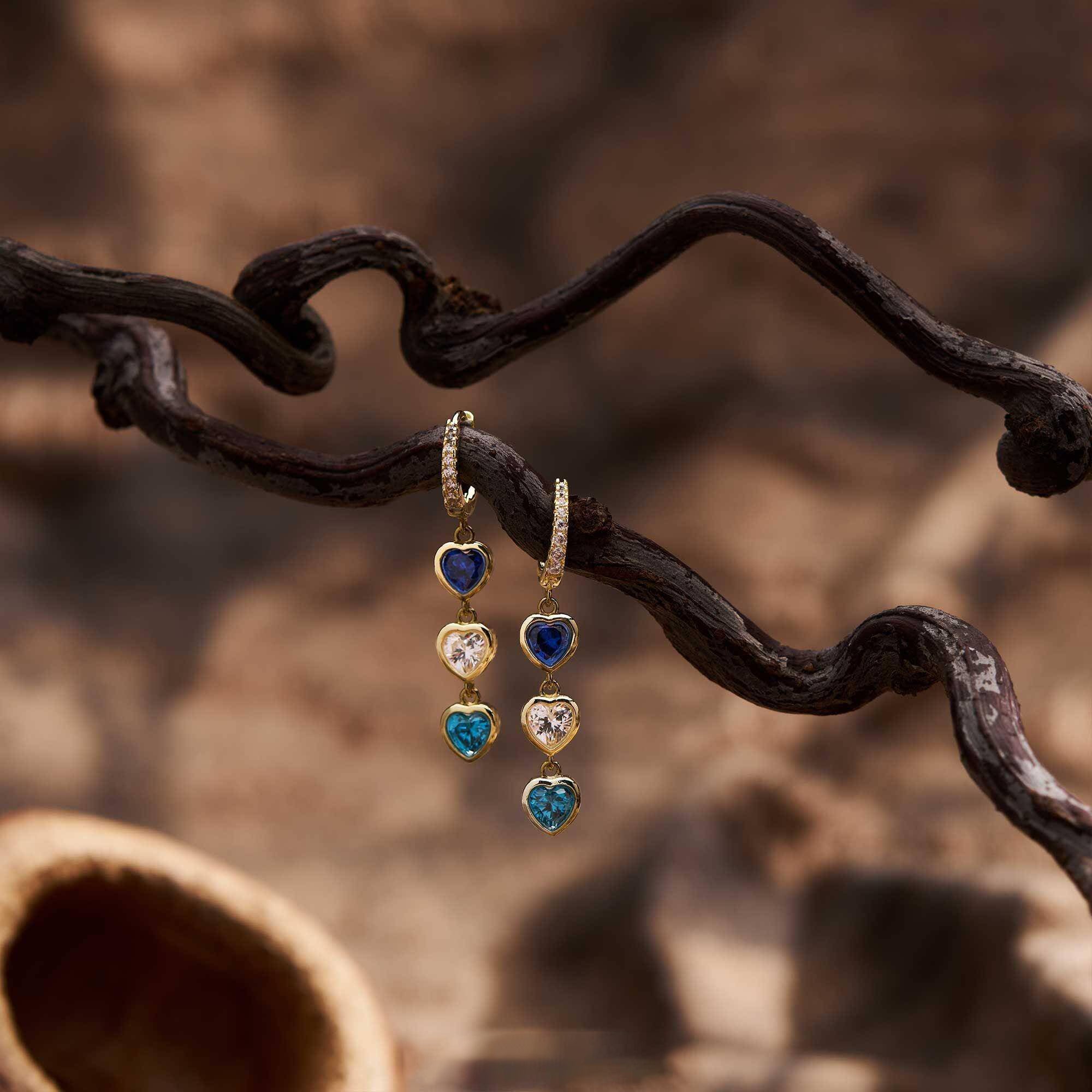 Personalized Heart Birthstone Huggie Earrings