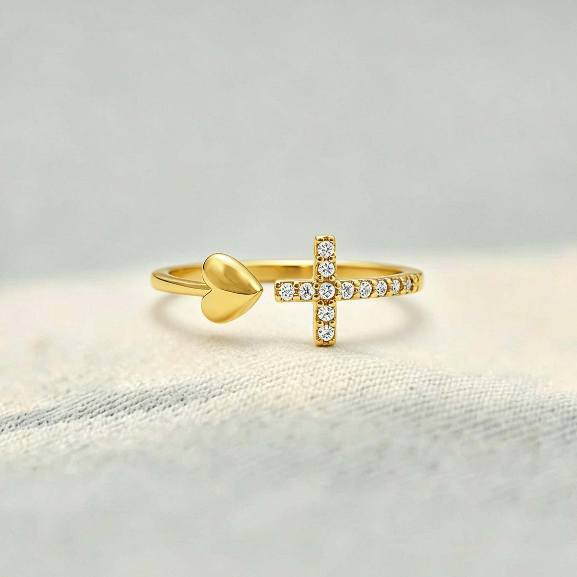 Pray Through It Cross & Heart Personalized Birthstone Ring