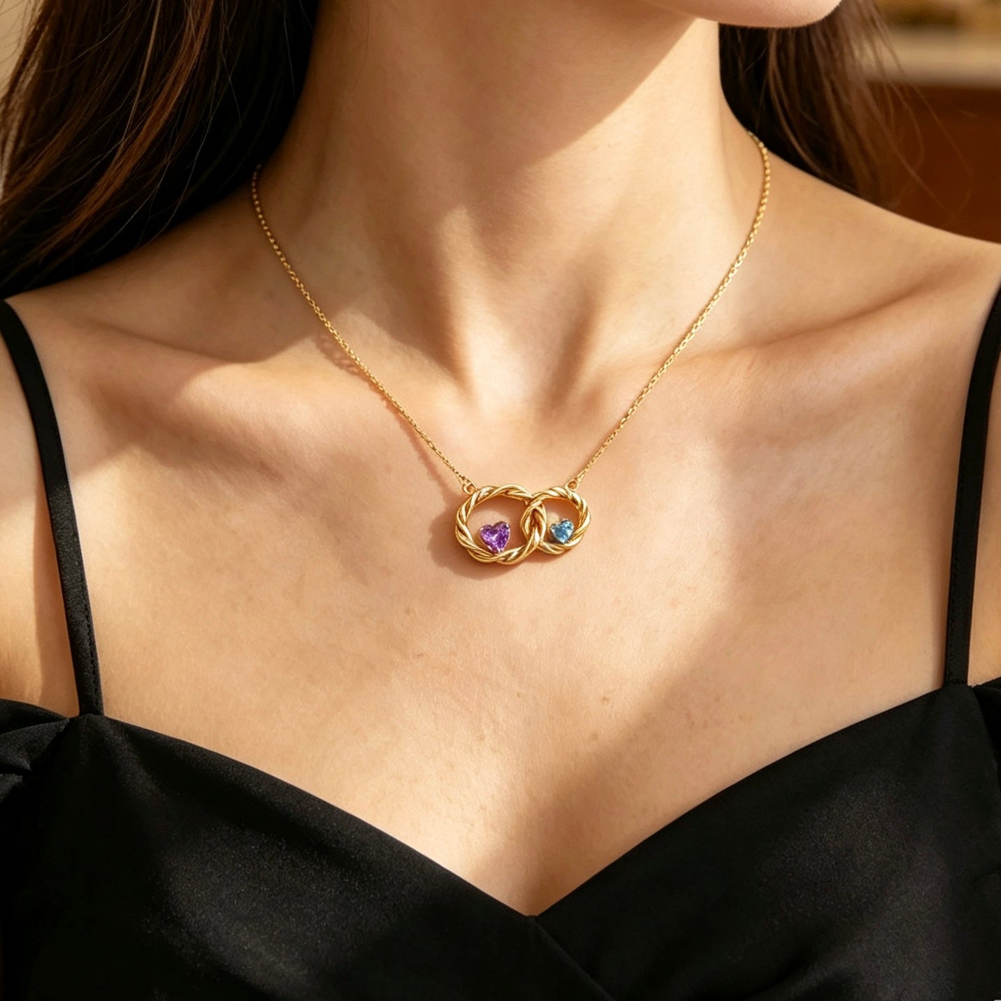 For My Granddaughter- I Always With You Custom Double Birthstones Necklace
