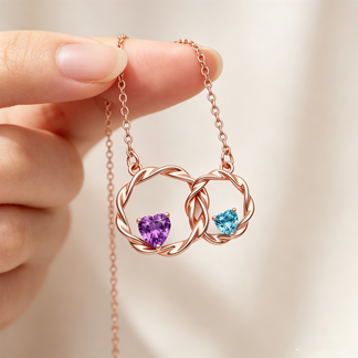 For My Granddaughter- I Always With You Custom Double Birthstones Necklace