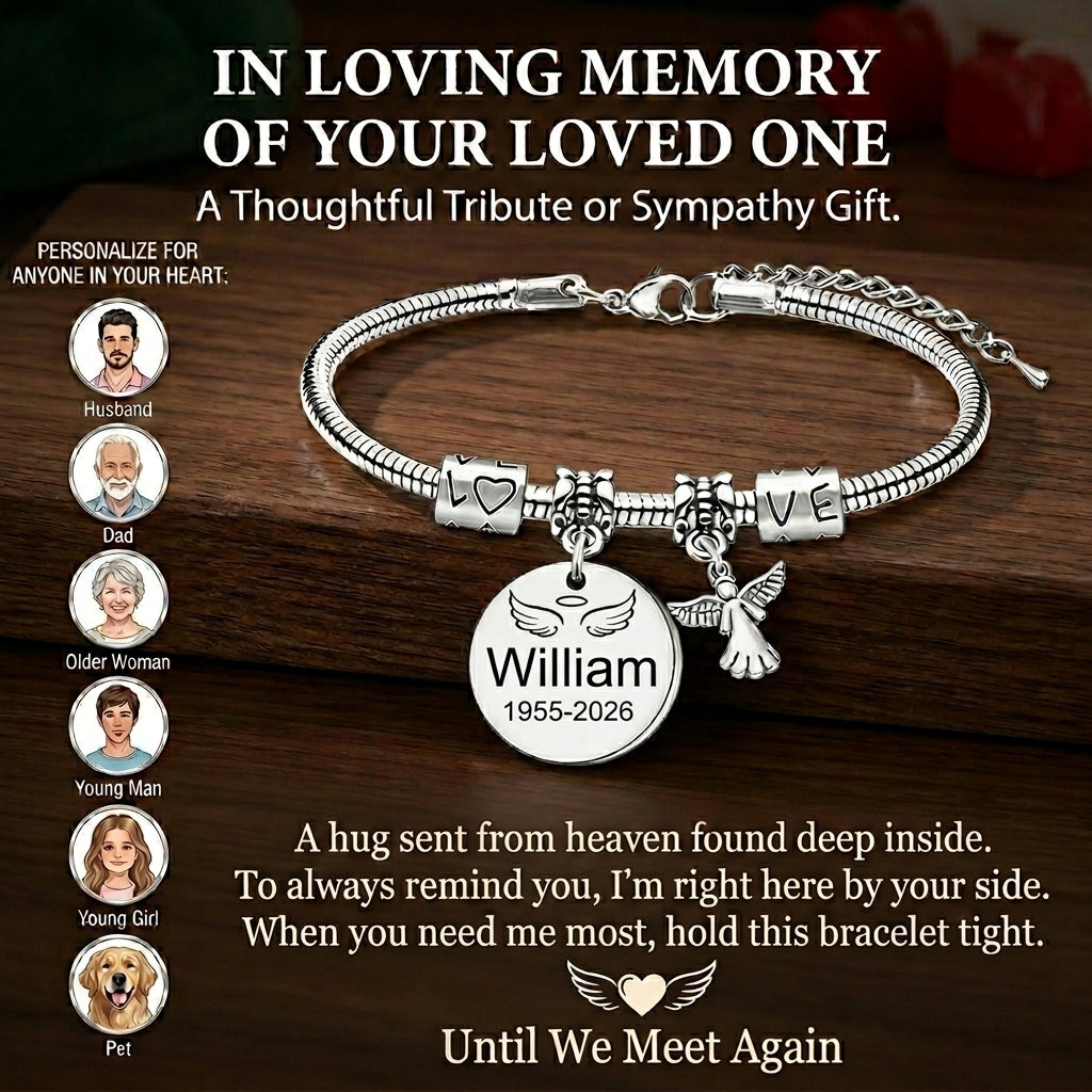 Always In My Heart, Personalized Angel Memorial Bracelet