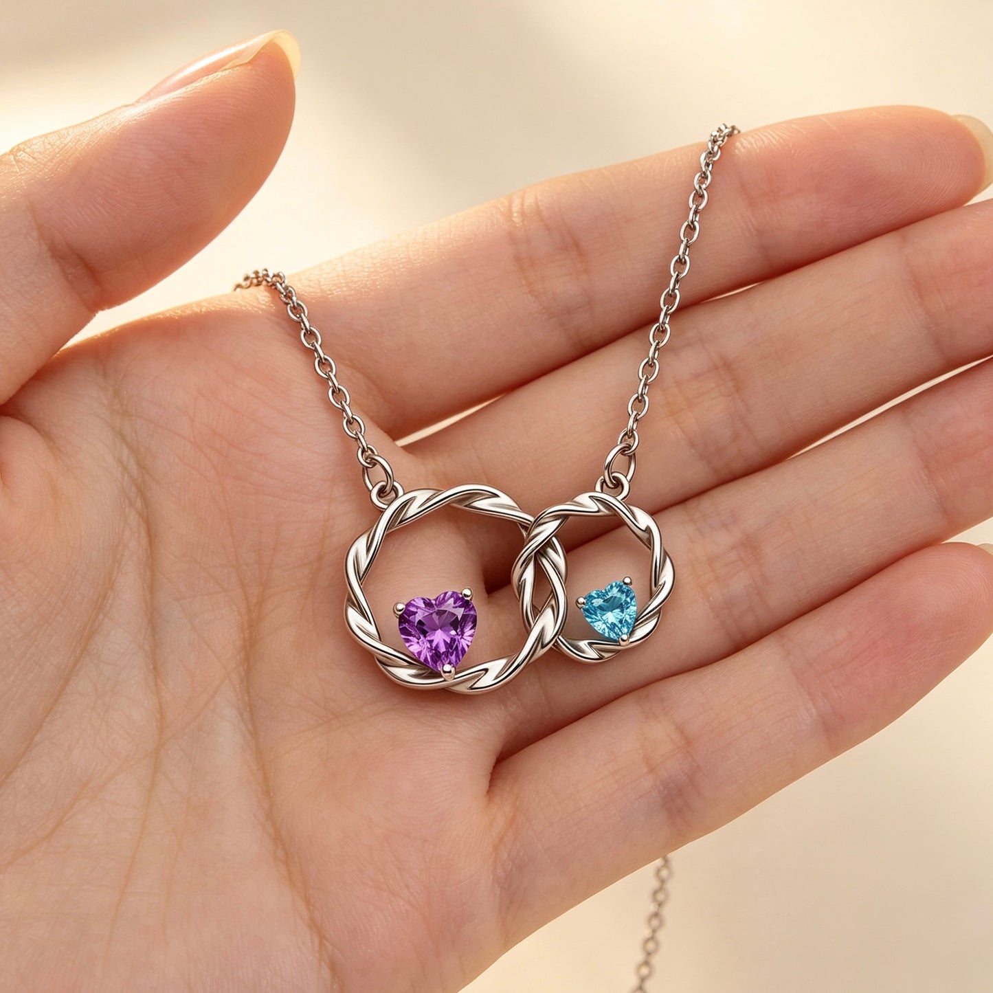 For My Granddaughter- I Always With You Custom Double Birthstones Necklace