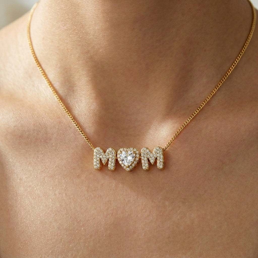 Heart Birthstones Necklace For Mom