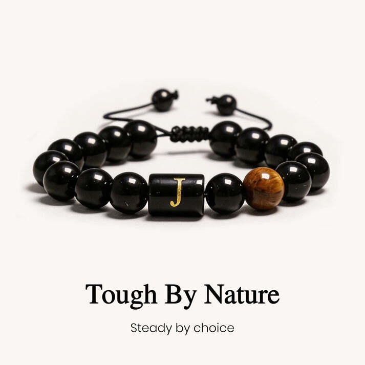 Men's Personalized Natural Stone Initial Bracelet