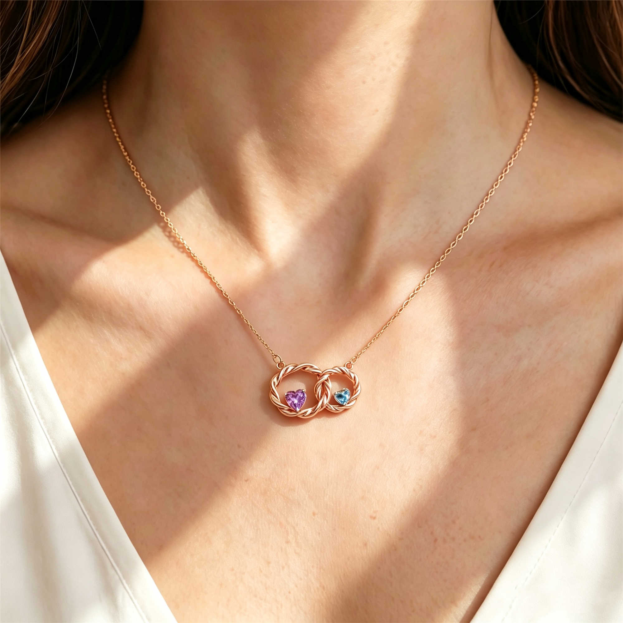 For My Granddaughter- I Always With You Custom Double Birthstones Necklace