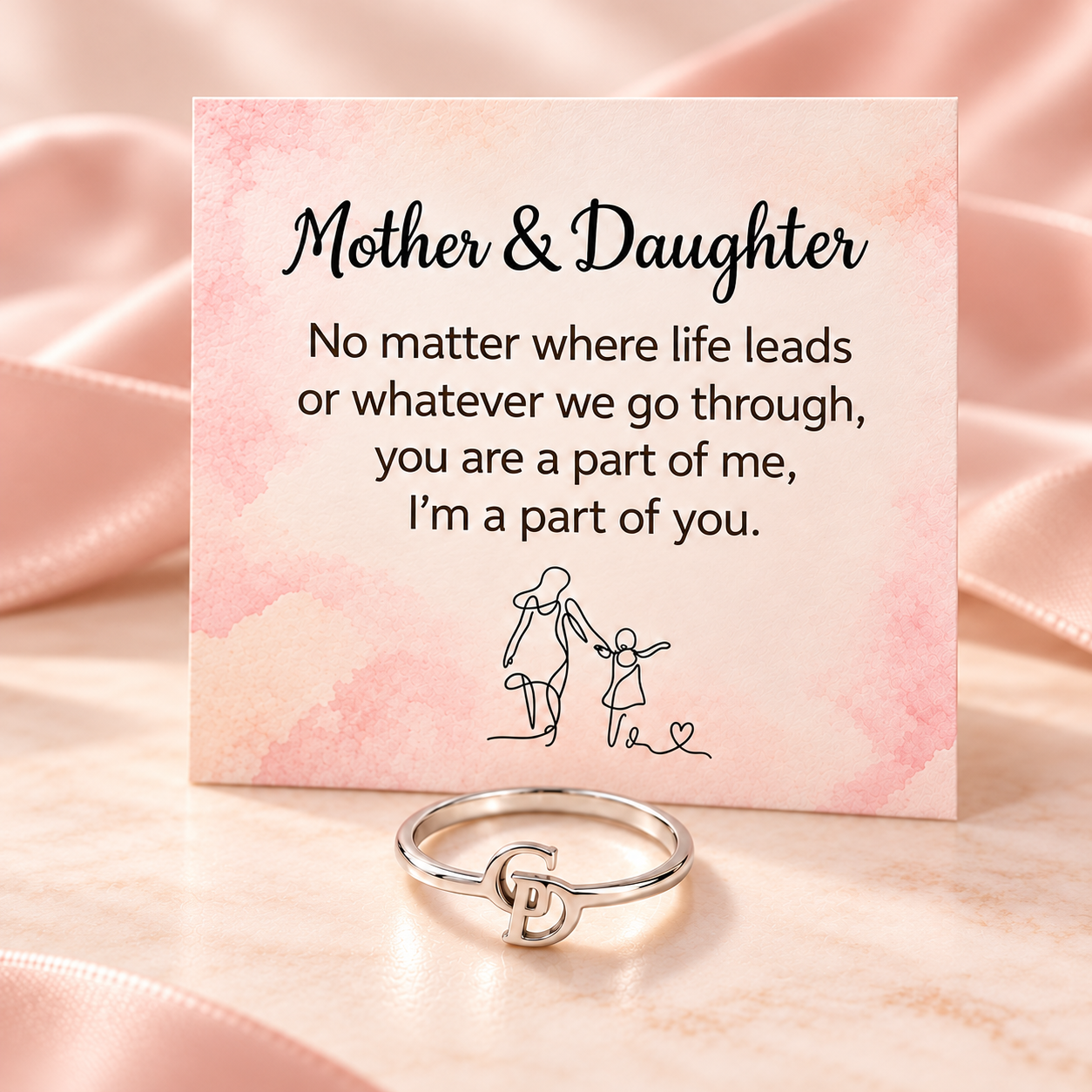 Mother And Daughter Custom Two Initial Interlocking Ring