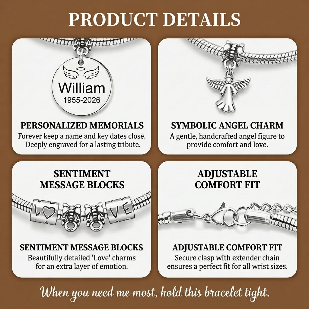 Always In My Heart, Personalized Angel Memorial Bracelet