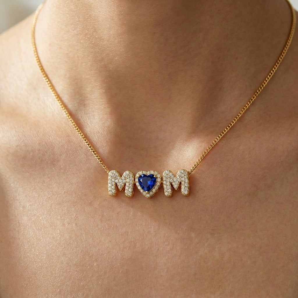 Heart Birthstones Necklace For Mom