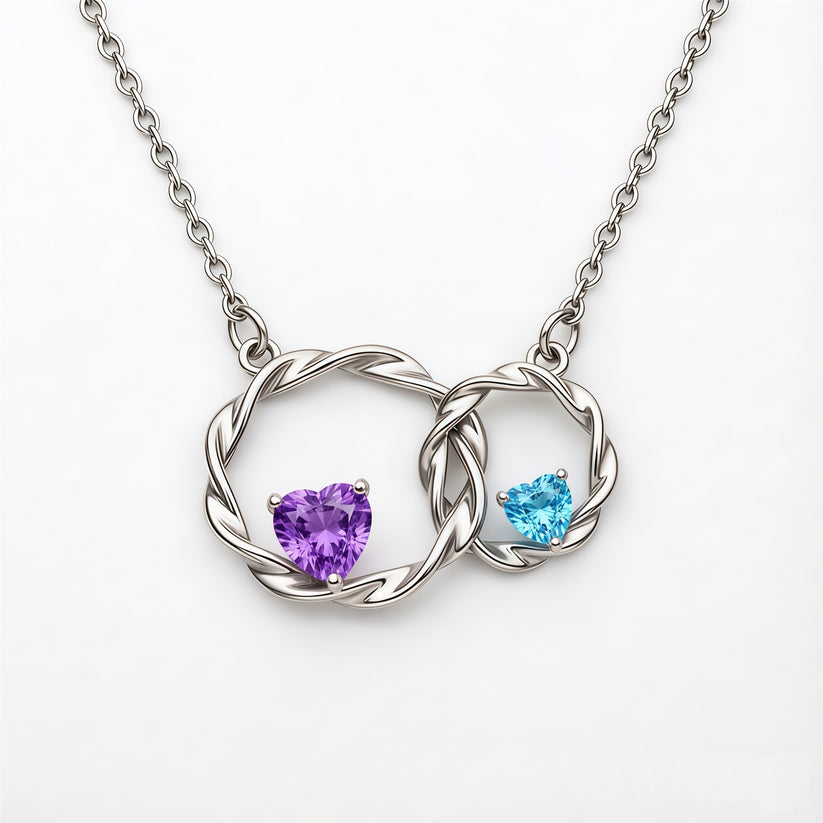 For My Granddaughter- I Always With You Custom Double Birthstones Necklace