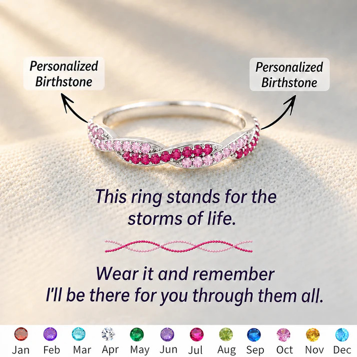 Custom Wavy Birthstone Promise Ring