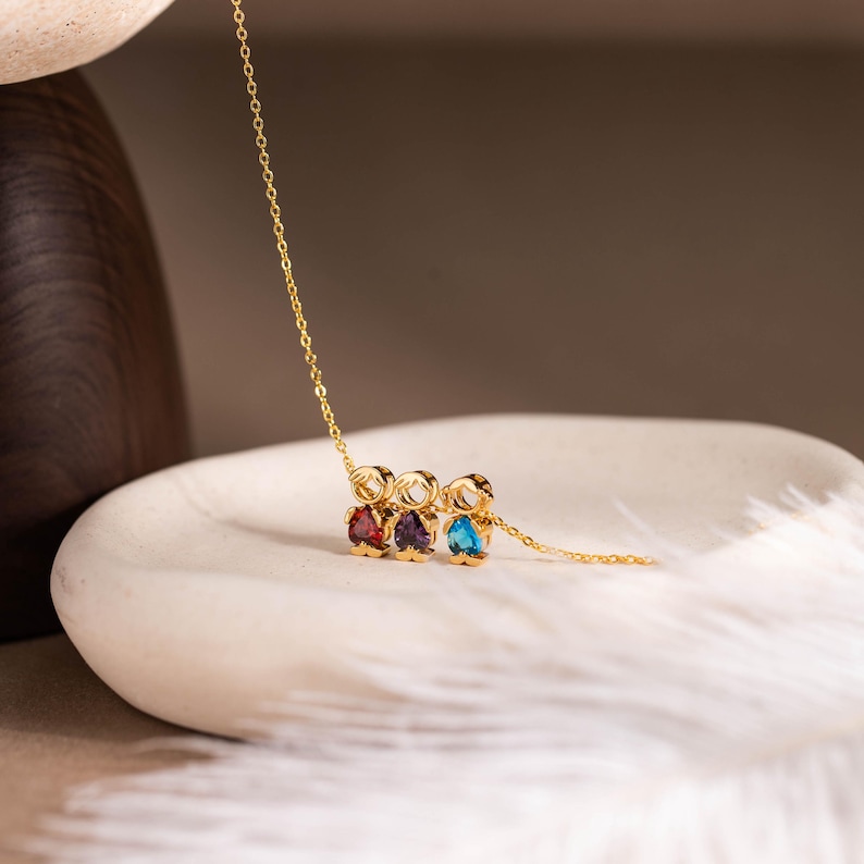 For Love- Personalized Heart Birthstone Doll Family Necklace